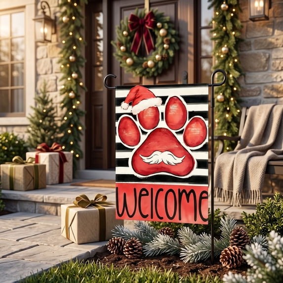 Christmas Garden Flag 11.8x17.7 Inch Double Sided Winter Garden Flag Seasonal Small Yard Flags for Outside House Farmhouse Holiday Outdoor Decoration