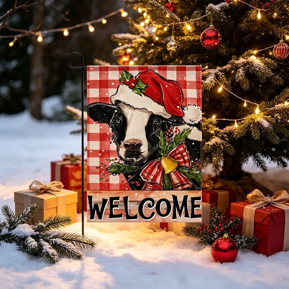 Christmas Garden Flag 11.8x17.7 Inch Double Sided Winter Garden Flag Seasonal Small Yard Flags for Outside House Farmhouse Holiday Outdoor Decoration