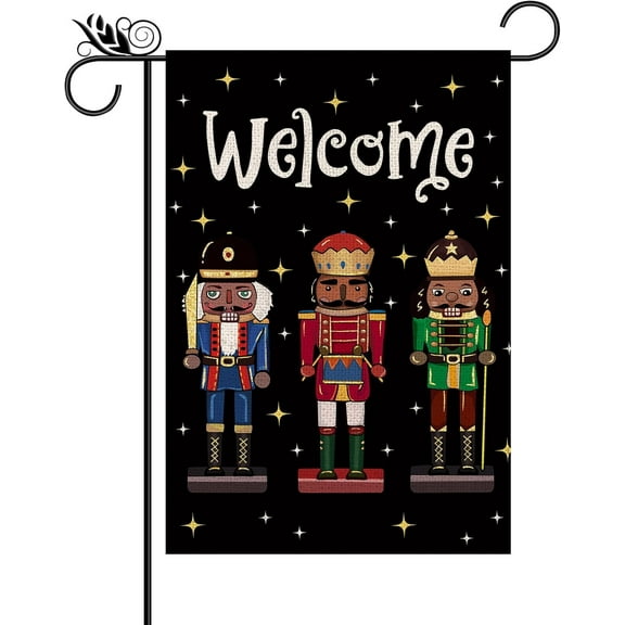 Christmas Garden Flag Design for Nutcracker Season Stars 12.5x18 Double Sided for Xmas Winter Outside Yard Lawn Decoration