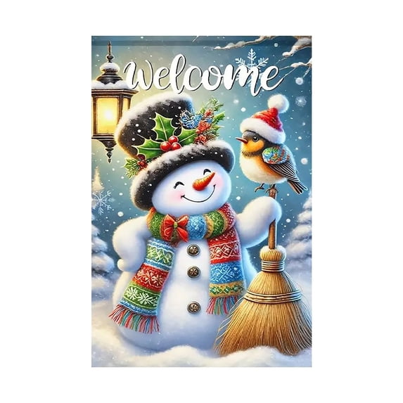 Christmas Garden Flag Double Sided Printed Festive Yard Banner Linen Outdoor Holiday Decoration for Patio