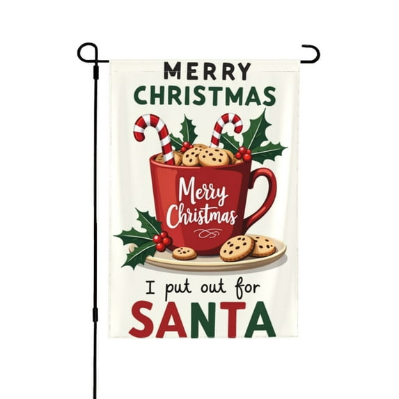 Christmas Garden Flag I Put Out For Santa Double Sided Burlap Vertical Funny Xmas Winter Holiday Decorations Yard Lawn Outdoor Decor 12X18In