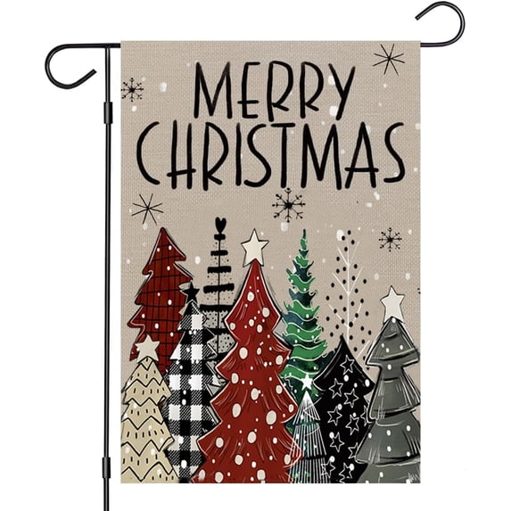 Christmas Garden Flag, Merry Christmas Garden Flags Double Sided for Outside, Xmas Tree Theme Winter Farmhouse Yard Front Porch Lawn Outdoor Decorative Flag