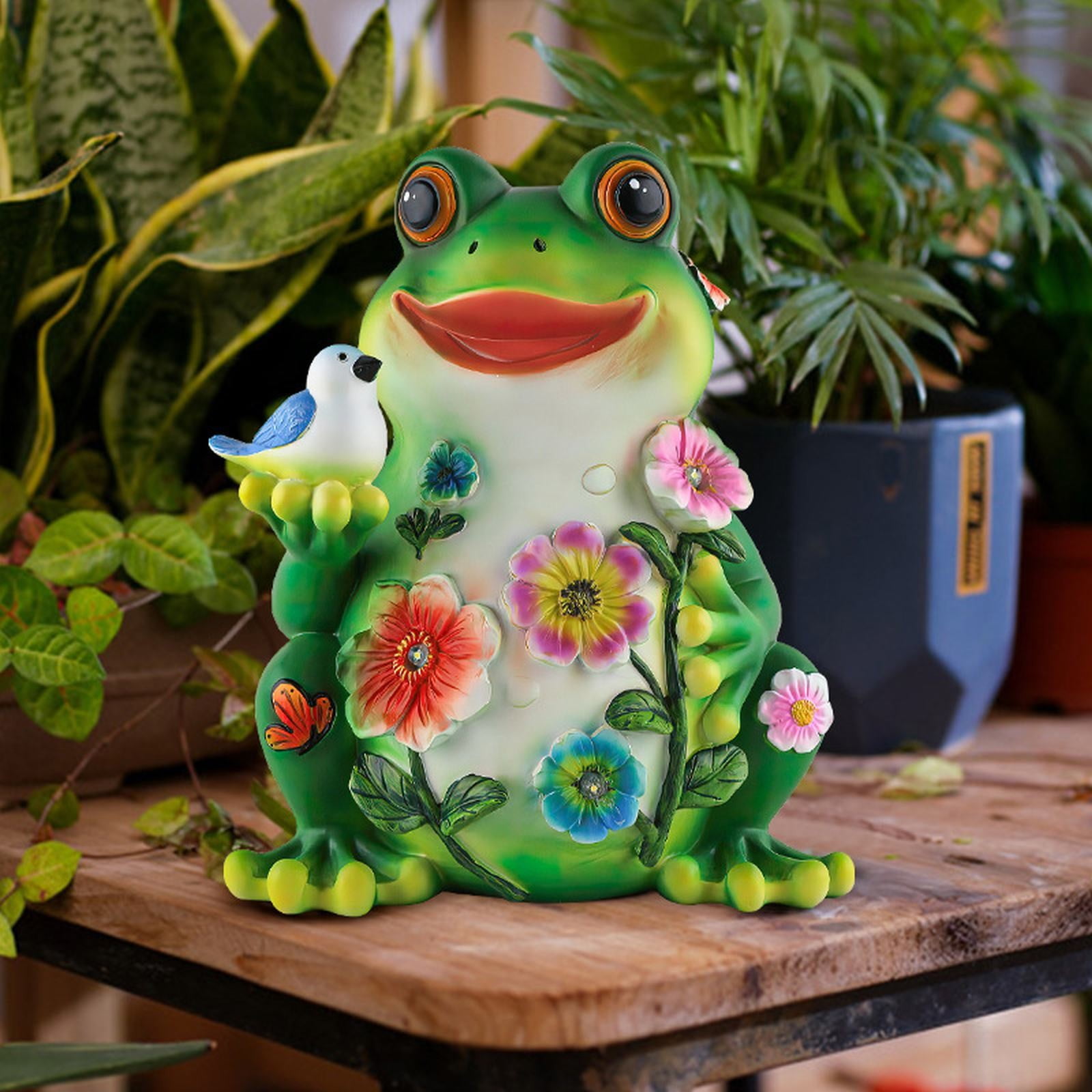 Christmas Garden Statues, Outdoor Statues, Outdoor Frog Sculpture Solar