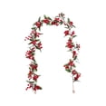 thumbnail image 1 of Christmas Garland, 5FT Red Berries & Holly Leaves Garlands Vines, Artificial Faux Hanging Berry Garland, Indoor Outdoor Xmas Party Fireplace Wall Mantel Gate Home Winter New Year Decor, 1 of 4