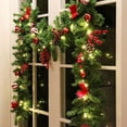 thumbnail image 1 of Christmas Garland, 71IN Pre-Lit Artificial Pine Garland with LED Lights Red Berries Pinecones and Christmas Balls Mixed Greenery for Fireplace Staircase Door Holiday Decor 2025, 1 of 8