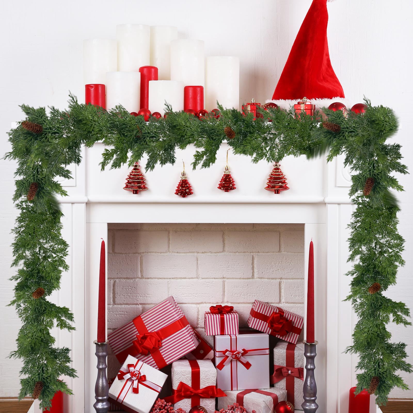 Vintage Pine 39ft Artificial Christmas Garland - 1pc Premium Durable Greenery For Indoor/Outdoor Holiday Decor - Plastic