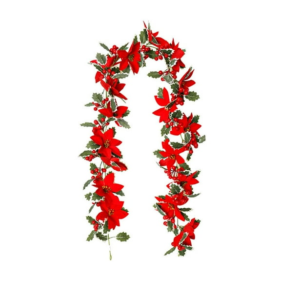 Christmas Garland, Artificial Christmas Garland, Faux Red Berry Holiday Garland for Fireplace Wall and Staircase Decoration, 175cm Long Durable Plastic Christmas Decor