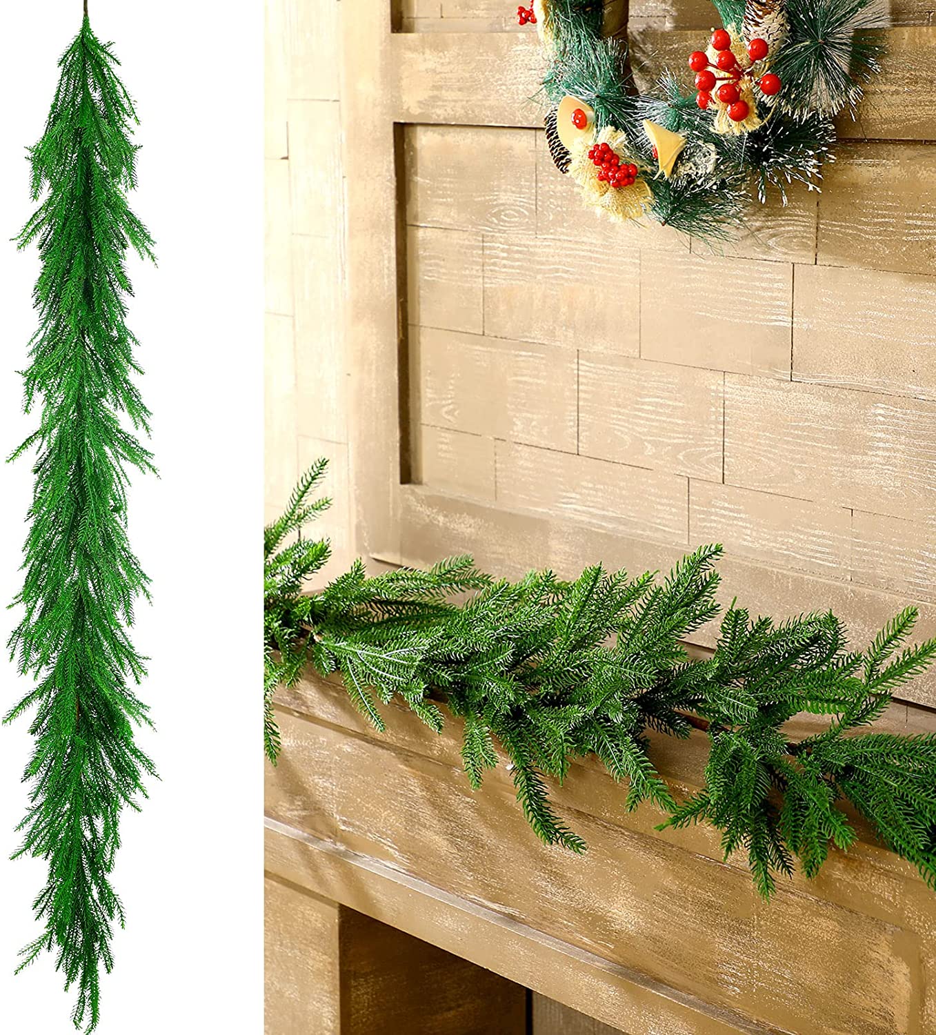 Christmas Garland, Artificial Norfolk Wreaths,for Front Door Greenery