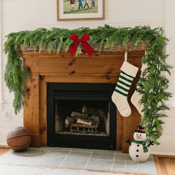 Christmas Garland, Artificial Pine and Cattails Ivy, 2.7 Meter Long Green Plastic, Outdoor Hanging Decor for Home,Vsgery