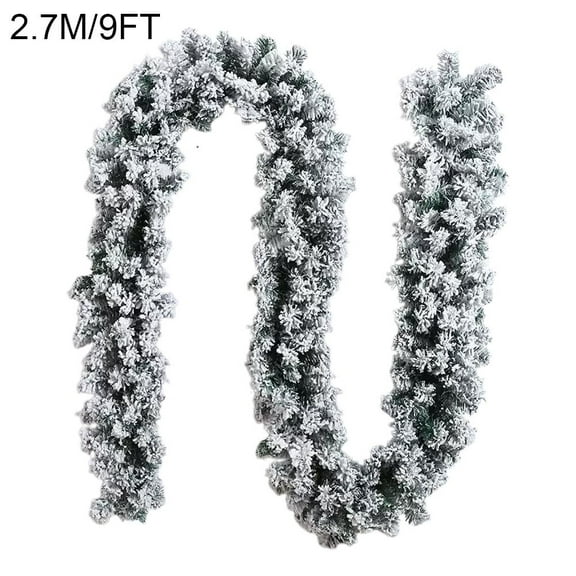 Christmas Garland Artificial]Snow Flocked Christmas Decorations Christmas Decor