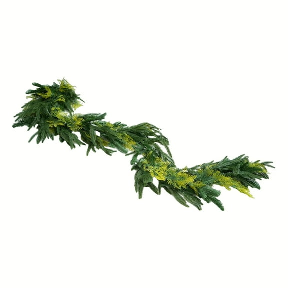 Christmas Garland Artificial Winter Garland Mixed Spruce Cypress Cedar Norfolk Pine Needles,Real Touch Norfolk Cedar Garland for Wall Table Mantle Indoor Outdoor Holiday Christmas Decor