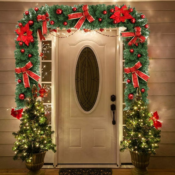 Christmas Garland Christmas Stairs Decoration Rattan Flowers Rattan Christmas Tree Festival Decorations Door Decoration
