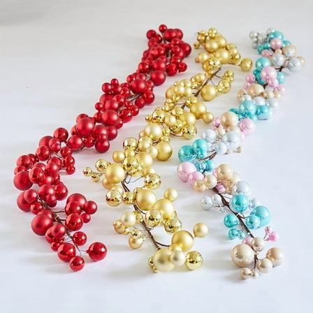 Christmas Garland, Colorful Shiny Ball Ornament Garland with Metallic Berries Artificial Branch for Christmas Tree Mantel Staircase Door Holiday Party Decor 2025