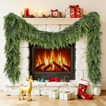 Christmas Garland For Decoration Christmas - 9Ft Cedar Garland Cypress Greenery Real Touch Garland For Stairs Porch Doorframe Table Fireplace Vintage Christmas Decor Indoor Outdoor Holiday Decor