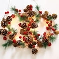 thumbnail image 1 of Christmas Garland Decoration with Lights, Christmas String Lights Xmas Pine Cone Red Berry Bell Lights Battery Operated Indoor Outdoor Christmas Tree New Year Holiday Party Decorations, 1 of 6