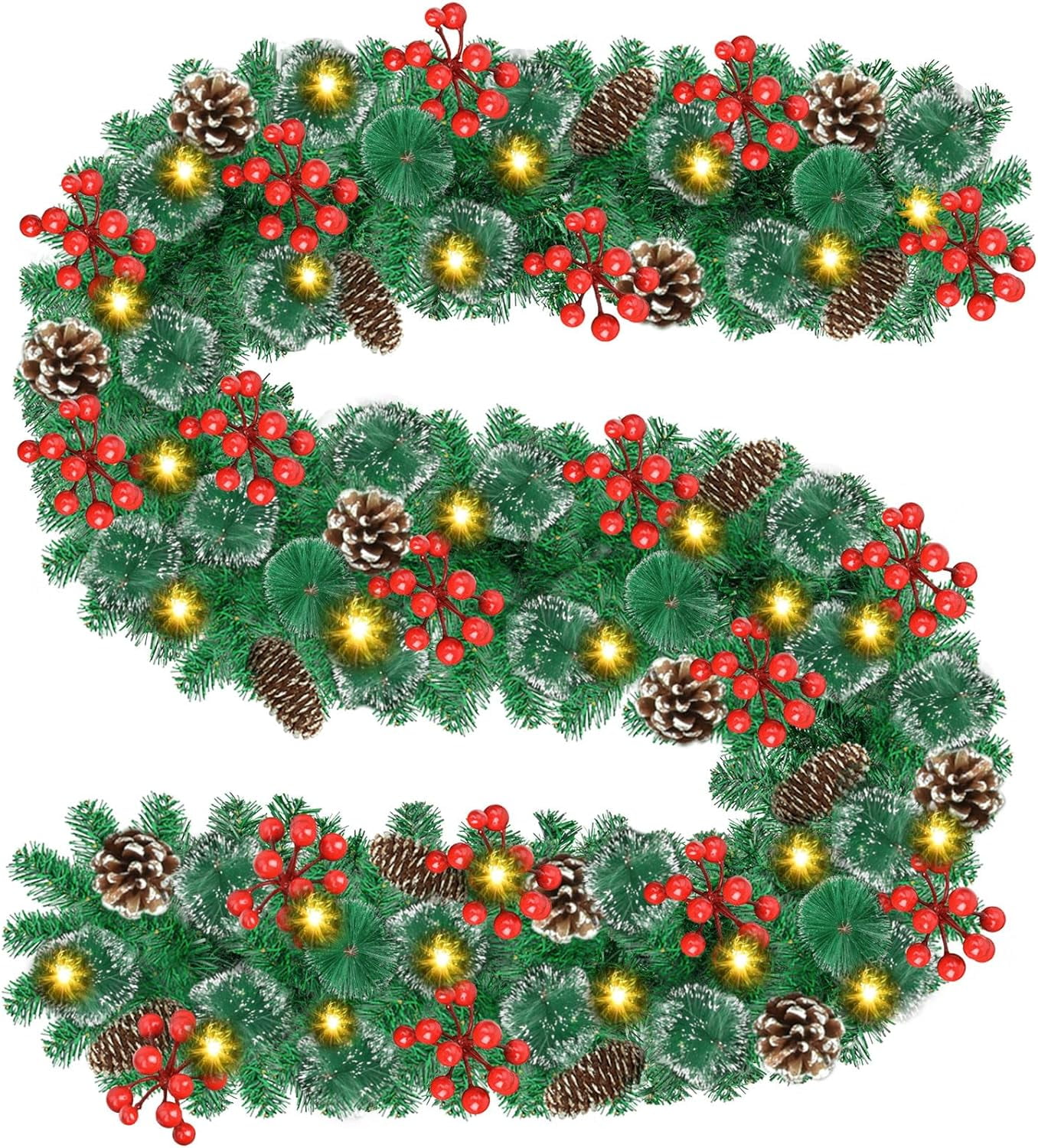Christmas Garland Decorations, 9FT Christmas Garland with Lights Pre