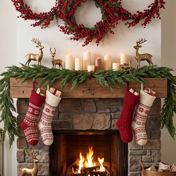Christmas Garland Decorations Christmas Norfolk Garland- Fork Norfolk Natural Garland- Artificial Garland for Christmas Table Fireplace Wall Home Decoration