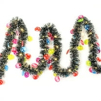 Christmas Garland Decorations,TGY 6.56 ft Christmas Garland with Warm Lights & Christmas Balls,Hanging Christmas Ornament Garland for Tree Fireplace Wreath Decoration Indoor