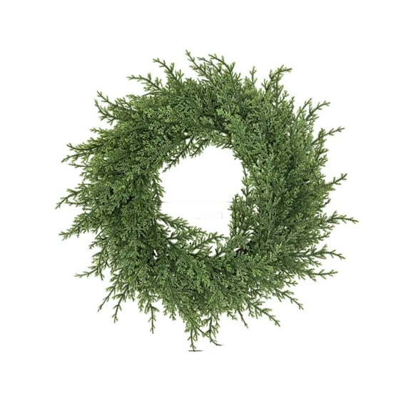 Christmas Garland, Door Hanging Decoration, Simulated Needles and Rings Decorative Flower Garland for Holiday Windows Border, Green Plastic Durable and Flexible Design