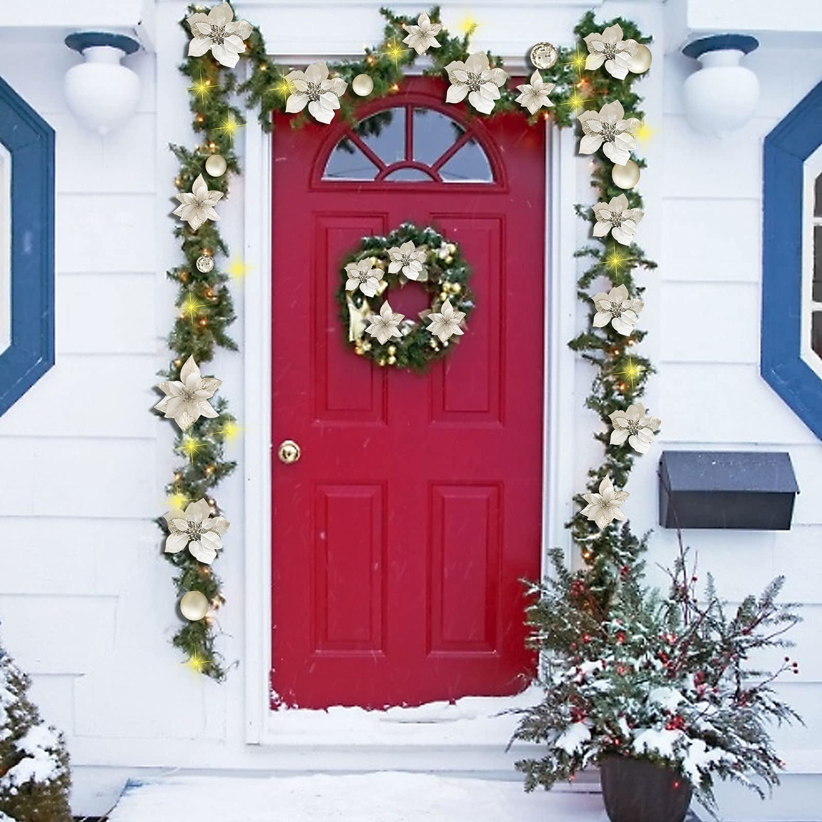 Christmas Garland, Christmas Garland with Lights, Outdoor Christmas Garland, Pre-lit Christmas ...