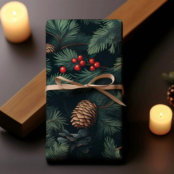 Christmas Garland Gift Wrapping Paper Christmas Birthday Elegant Green Gift Paper Wedding Housewarming Aesthetic Premium Gift Paper