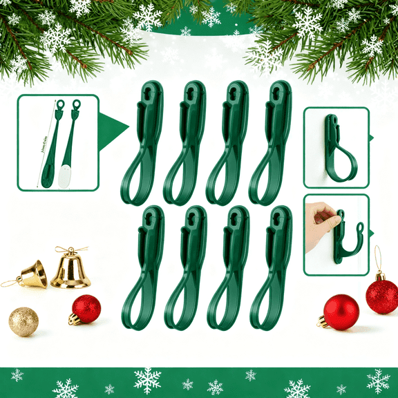 Christmas Garland Hangers for Mantle | 6-Pack Reusable Silicone Straps for Holiday Decor | 7.87 Inch Green Adhesive Hooks for Wreaths Stockings & Home Organization