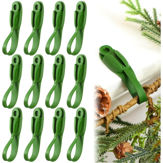 Christmas Garland Hangers, Reusable Stretch Ties for Wreaths, Fireplace Mantle Decor, Green Silicone Material, Easy Installation and Removal,Vsgery