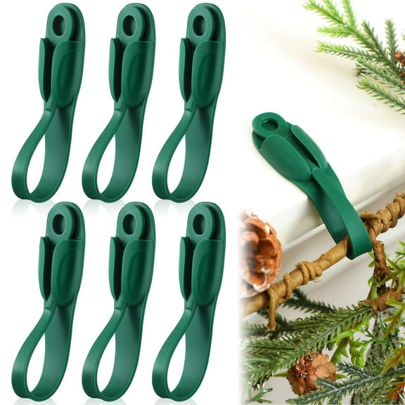 Christmas Garland Hangers, Silicone Reusable, Mantle, Stretchable Adhesive, for Holiday Decorations, Garland Wreath Stocking Holders | Green KTFgvq