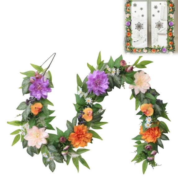 Christmas Garland Hanging Rattan Weaving Wall Hanging Decorations Xmas Garland Decor for Yard, Porch, Table, Wall, Stair Mantel, Frames, Party Decor 71inch