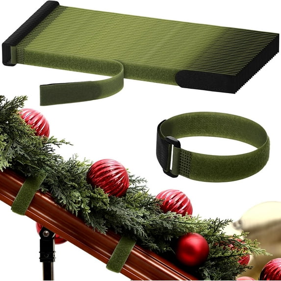 Christmas Garland Hanging Ties, 50 Pcs 12-Inch Flexible and Reusable Banister Decoration Bands for Indoor Stairways, Wreaths, Lights & Railings, Brown