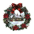 thumbnail image 1 of Christmas Garland, Holiday Wall Stickers, Christmas Wreath Snow House Decorative Glass Window Stickers for Living Room, Multicolor PVC Holiday Scene Decals, 30x29cm Easy Apply and Remove, 1 of 7