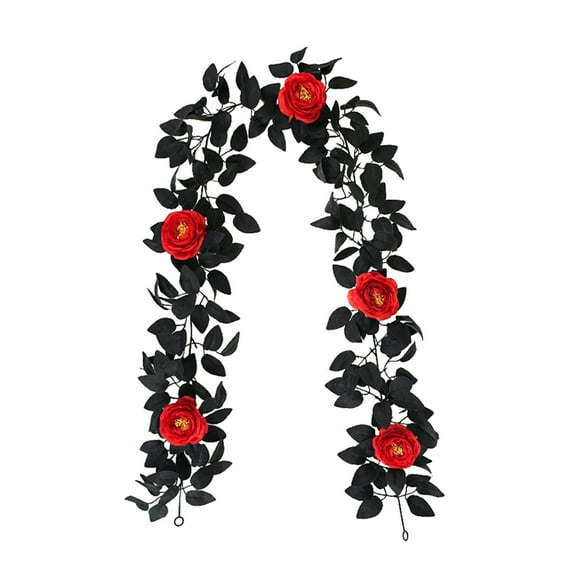 Christmas Garland Hwkond Halloween Black Rose Leaves Simulation Rattan Artificial Rose Leaves Black Decoration Arrangement Thanksgiving Pumpkin Rattan. Up to 60% Off