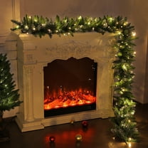 Christmas Garland with Lights 8.86ft Artificial Pine Garland with PineCone Norfolk Pine Garland Real Touch Faux Green Winter Ceder Garland for Indoor Outdoor Door Mantel Tabletop Decoration