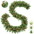 thumbnail image 1 of Christmas Garland with Lights, 9 Foot Lighted Artificial Garland, Adorned with Pine Cones, Red Berry Clusters, Warm LED Lights, Christmas Decoration for Indoor Front Door, Porch, Xmas New Year Decor, 1 of 9