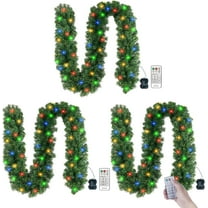 Christmas Garland with Lights & Timer & Remote- 3Pcs of 10ft Waterproof Battery Operated Lighted Garland with Colorful 50 LEDs for Mantle Stairs Railing Mantle Indoor Outdoor Christmas Decorations