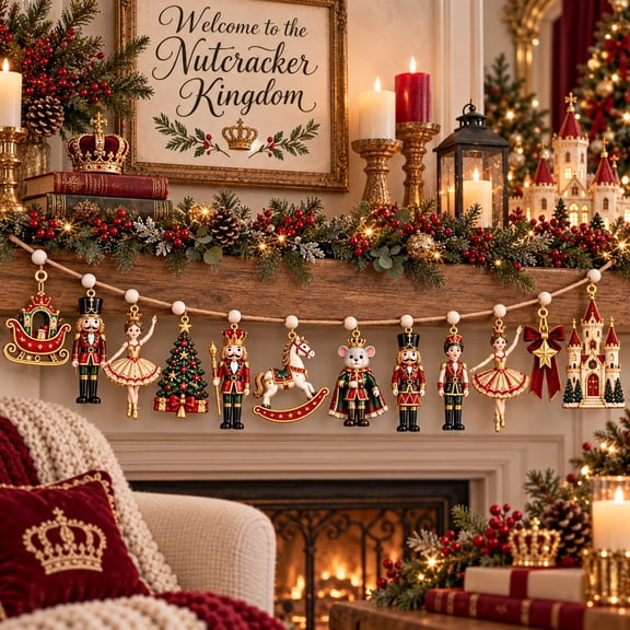 Christmas Garland Ornament Nutcracker Kingdom Mantel Hanging for Holiday Decorating
