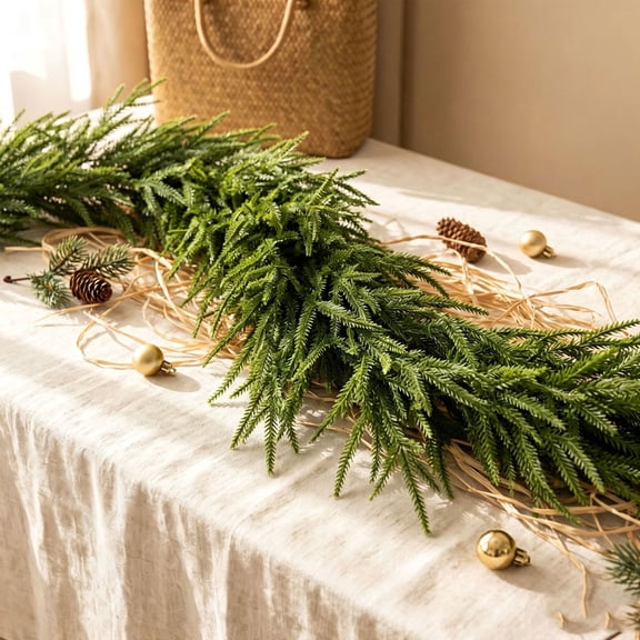 Christmas Garland with Pinecones and Red Berries, 6 Foot Artificial Pine Garland for Mantel Staircase Fireplace, Xmas Winter Home Decor and Seasonal Home Decor