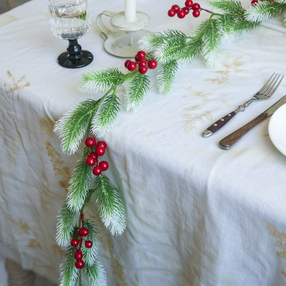 Christmas Garland with Red Berries, Artificial Pine Garland 6ft, Holiday Decoration for Fireplace, Staircase, Front Door Wreath, Table Centerpiece Indoor Outdoor