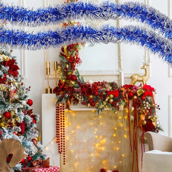 Christmas Garland Shining Christmas Wreath Ornament Wall Hanging Decorations Pendant Party Festival Accessories Christmas Tree Ribbon for Staircase