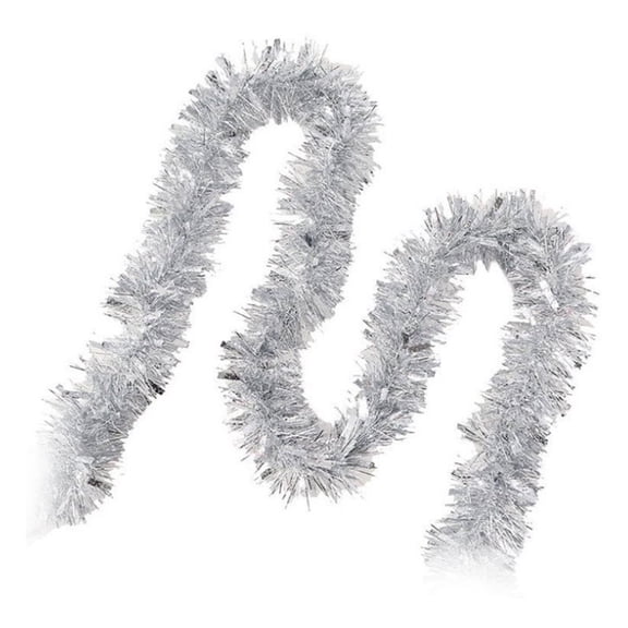 Christmas Garland, Silver Tinsel Garland, Christmas Tree Decorations, Non-Lit Xmas Holiday Decor Outdoor Indoor Home Garden Outside Wedding Party Artificial Thick Silver Decorative Garland, 6.6 Ft