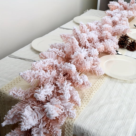 Christmas Garland - Snow Dusted Christmas Garland Artificial Pine Vine Frosted Effect Winter Holiday Decor, 120cm/47in
