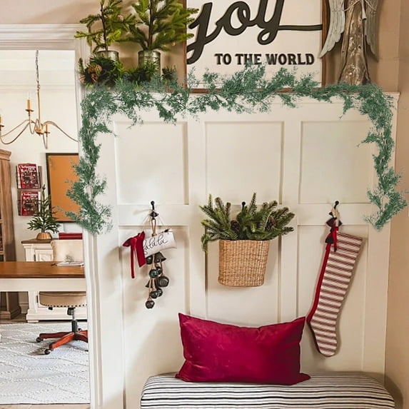 Christmas Garland for Stair Railing One Point Eight Meters Rattan Plastic Soft Rubber Pines Needle Green Leaves Decorative Strip Pines Cedar Rattan Christmas Decorations