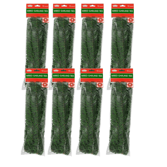 Christmas Garland Ties 12Ct-Pack, Artificial Pine Needles Faux Christmas Tree Branches Reusable Greenery Stems DIY Garland Home Door Party Wall Decor - 8 Packs, 96 Total & Exclusive Canzonnet Pennet