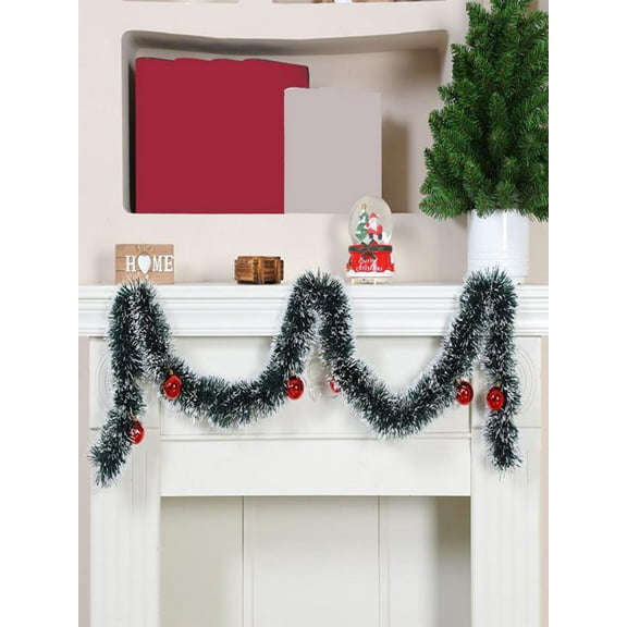 Christmas Garland Ties Artificial Pine Needles Santa's Factory Garland Faux Pine Stems Twist Ties Greenery Stems Decorative Tree Branches Wreath Xmas Holiday Party Supply, 236.22 x 3.54 Inch