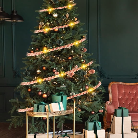 Christmas Garland for Tree 6.56FT Christmas Ribbon Light Decoration With LED Lights Hangable for Decorating Christmas Tree Staircase Porch Indoor And Outdoor Decoration Warming Lights