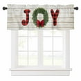 thumbnail image 1 of Christmas Garland Valances for Windows Joy Red Bow Beige Wood Grain Winter Rod Pocket Curtain Valance Window Treatment Short Curtains for Kitchen Living Room, 54"x18", 1 of 5