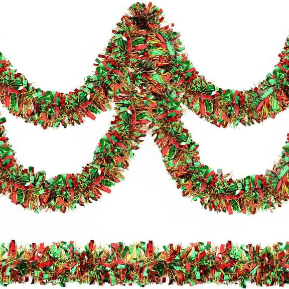 Christmas Garland With Red Green Gold Mixed Colors And Metallic Twists For Christmas Tree Hanging And Holiday Party Decor, 78In Length, 0.4Lb Weight