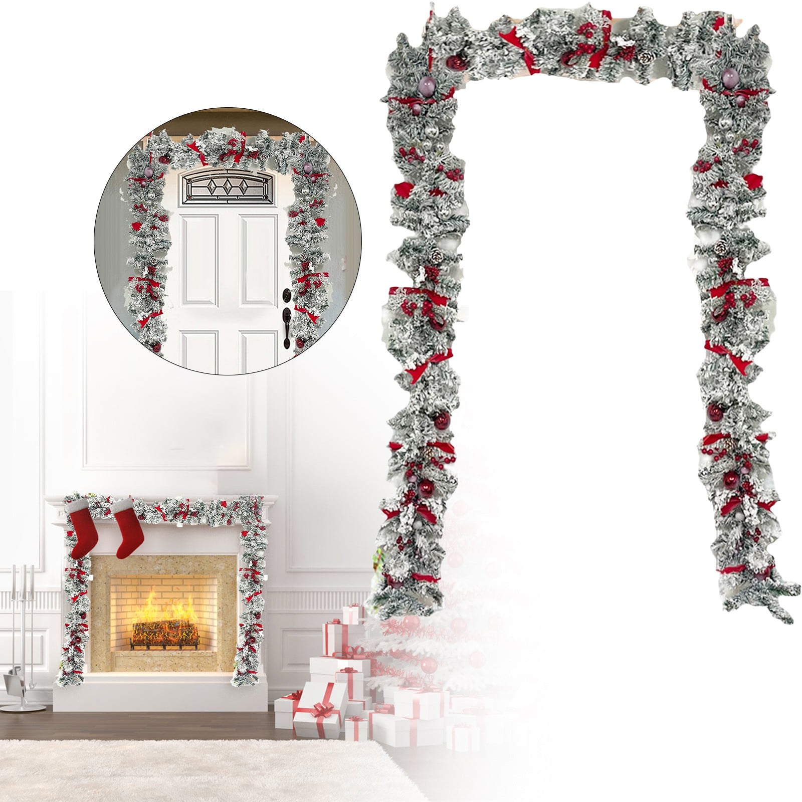 Christmas Garland Wreaths For Front Door Artificial Wreath With ...