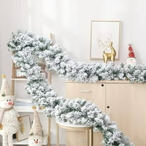 Christmas Garland for Mantle,Snow Flocked Christmas Garland 8.9ft - Frosted Pine Artificial Greenery for Holiday Decor, Xmas Tree, Mantle & Door Swag