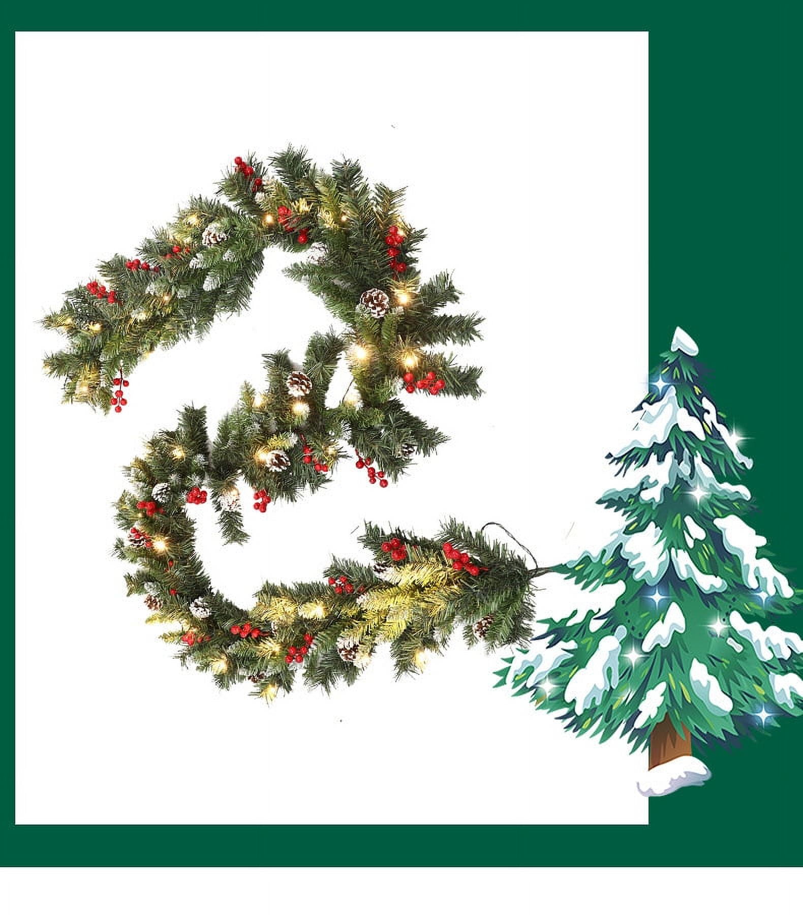 Christmas Garland for Mantle with 100 Lights,Unprelit Battery Operated